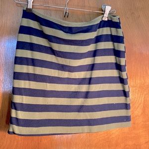 Blue and green striped casual skirt